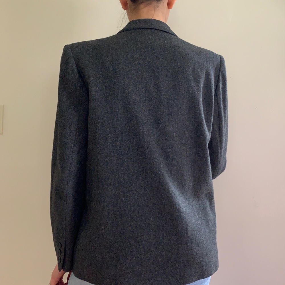 Vintage Gray Wool Suit Jacket Blazer - Picture 6 of 10